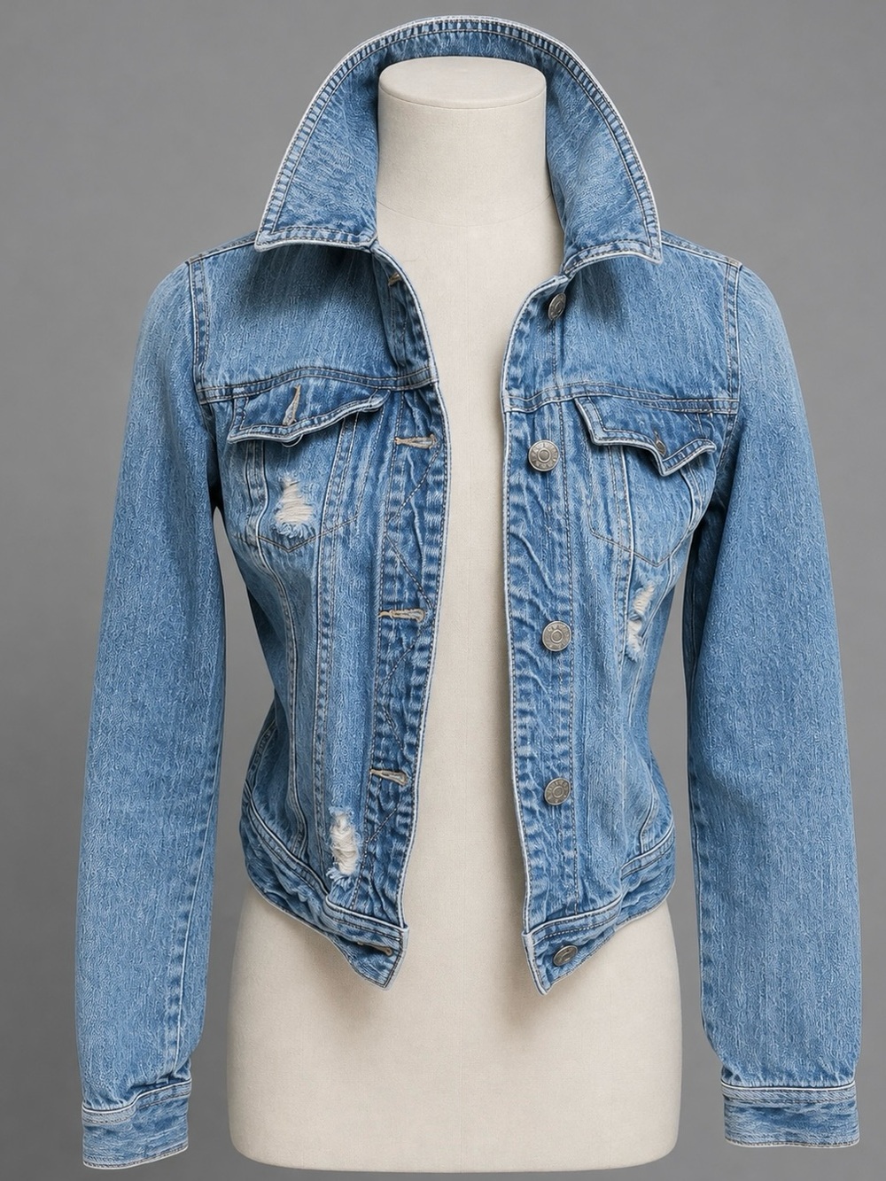 Mudd Factory Destroyed Blue Jean Denim Jacket